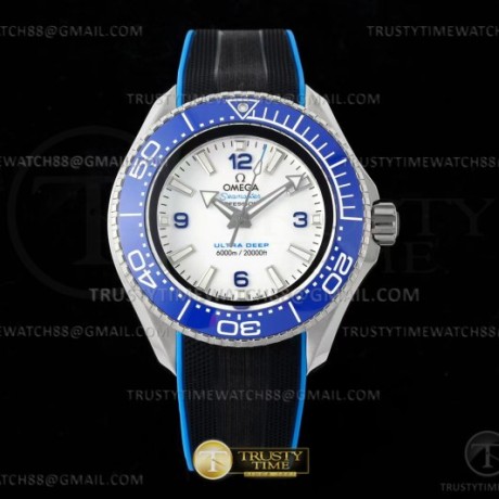 TF공장 오메가 씨마스터 플래닛오션 6000m 울트라딥 스틸 블루베젤 화이트다이얼 러버스트랩 Planet Ocean 45.5mm Ultra Deep Blu SS/RU Wht TF A2824