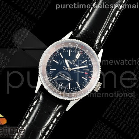 TF공장 브라이틀링 내비타이머 38 블랙다이얼 블랙가죽스트랩 Navitimer 38 Date SS TF 1:1 Best Edition Black Dial on Black Leather Strap A2824