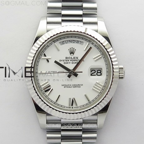 GM공장 롤렉스 데이데이트 40 로만인덱스 화이트다이얼 프레지던트브레이슬릿 DayDate 40mm 228239 GMF 1:1 Best SS White Dial Roman Markers on President Bracelet A3255