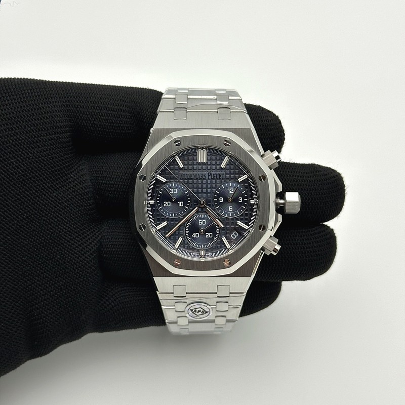 APS공장 오데마피게 로얄오크 크로노그래프 스틸 블루다이얼 브레이슬릿 26240 V2 Royal Oak Chrono 26240 SS APSF 1:1 Best Edition Blue Dial on SS Bracelet SA4401 Super Clone