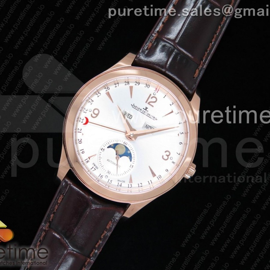 OM공장 예거르쿨트르 마스터캘린더 로즈골드금장 화이트다이얼 브라운가죽스트랩 Master Calendar RG White Dial on Brown Leather Strap A866