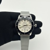 브라이틀링 슈퍼오션 헤리티지 46MM 스틸 화이트다이얼 블랙베젤 매쉬밴드 SUPER OCEAN HERITAGE 46MM SS BLACK BEZEL WHITE DIAL ON SS MESH BRACELET A2824