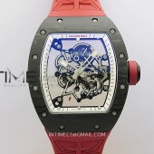 ZF공장 리차드밀 RM055 NTPT 스켈레톤다이얼 레드러버스트랩 RM055 White Inner Bezel Red Crown NTPT ZF 1:1 Best Edition Skeleton Dial On Red Shark Rubber Strap RMUL2 Super Clone