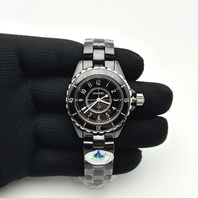 HT공장 샤넬 J12 블랙세라믹 33mm 여성용 세라믹브레이슬릿 솔리드백 XHANEL J-12 Ladies 33mm CER/CER Blk/Num EAST Swiss Qtz KOR EAST공장