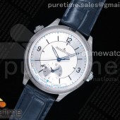 TWA공장 예거 마스터 지오그래픽 화이트다이얼 가죽스트랩 Master Geographic SS 1428530 White Dial on Blue Leather Strap A939