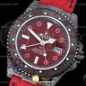 OM공장 롤렉스 GMT마스터2 카본케이스 레드커스텀 직물스트랩 GMT Master II GMT Red FC/NY Red OMF A3186 CHS