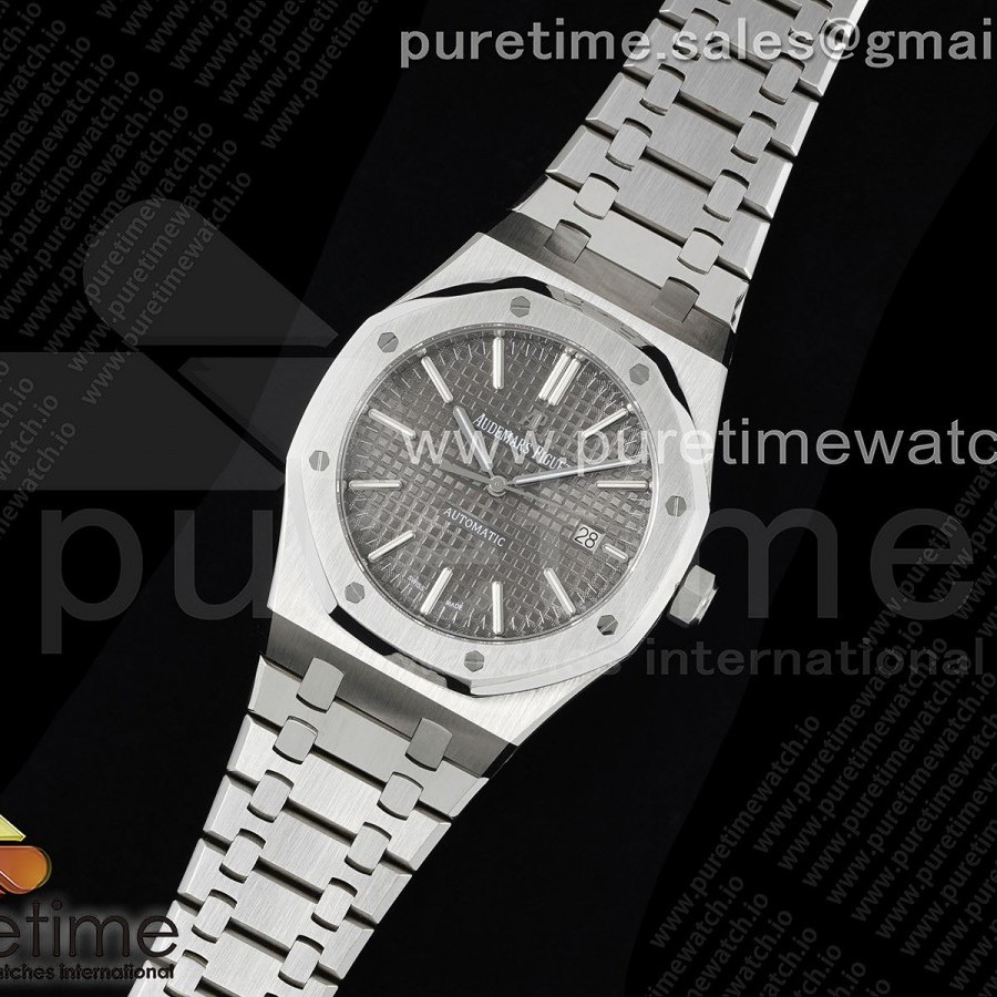 RSF공장 오데마피게 로얄오크 15400 스틸 그레이다이얼 브레이슬릿 Royal Oak 41mm 15400 SS RSF 1:1 Best Edition Gray Textured Dial on SS Bracelet A3120 Super Clone