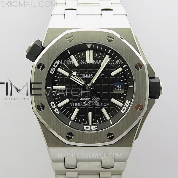 APS공장 오데마피게 로얄오크오프쇼어 다이버 15710 스틸 블랙다이얼 브레이슬릿 Royal Oak Offshore Diver 15710 APSF 1:1 Best Edition Black Dial on SS Bracelet SA3120 Super Clone