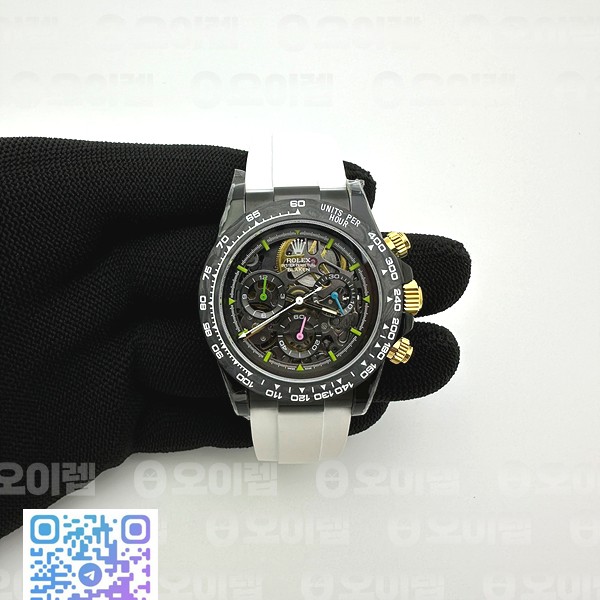 GET공장 롤렉스 데이토나 PVD블랙케이스 스켈레톤다이얼 러버스트랩 Daytona PVD Ceramic Bezel GETF Best Blacken Skeleton Blue Dial on Blue Rubber Strap SA4130