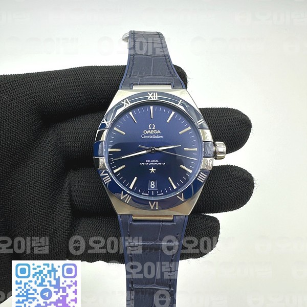 VS공장 오메가 컨스텔레이션 블루다이얼 가죽스트랩 Constellation 41mm SS VSF SBF 1:1 Best Edition Blue Textured Dial on Blue Leather Strap A8900 VS공장
