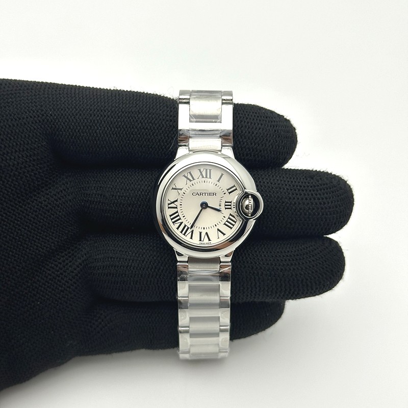 AF공장 까르띠에 발롱블루 28mm 화이트다이얼 브레이슬릿 Ballon Bleu Ladies 28mm SS AF 1:1 Best Edition White Dial Bezel on SS Bracelet Ronda Quartz