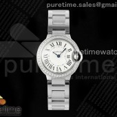 AF공장 까르띠에 발롱블루 28mm 화이트다이얼 다이아몬드베젤 브레이슬릿 Ballon Bleu Ladies 28mm SS AF 1:1 Best Edition White Dial Diamonds Bezel on SS Bracelet Ronda Quartz