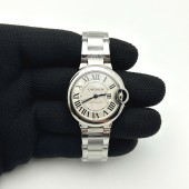 CH공장 까르띠에 발롱블루 33 오토메틱 스틸 화이트다이얼 브레이슬릿 Ballon Bleu 33mm SS CHF 1:1 Best Edition White Texture Dial on SS Bracelet NH05A