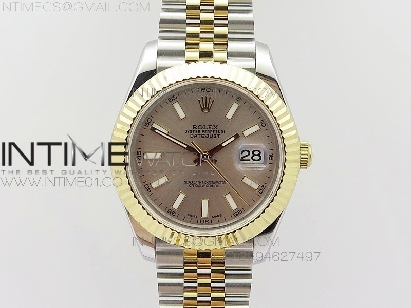 BP공장 롤렉스 데이저스트2 옐로우골드콤비 연갈색다이얼 바인덱스 Rolex DateJust2 SS&YG Light Brown Dial Bar Index 신형브레스렛