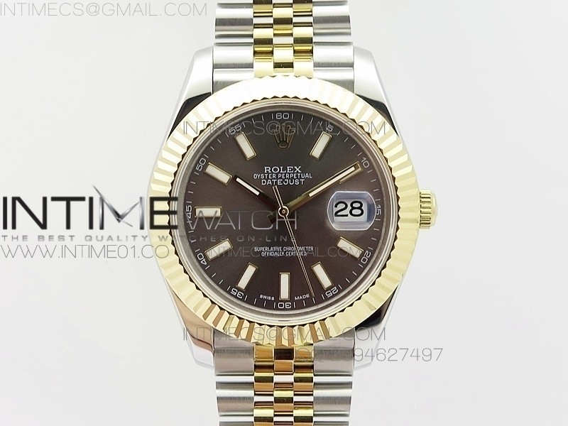 BP공장 롤렉스 데이저스트2 옐로우골드콤비 그레이다이얼 바인덱스 Rolex DateJust2 SS&YG Gray Dial Bar Index 신형브레스렛