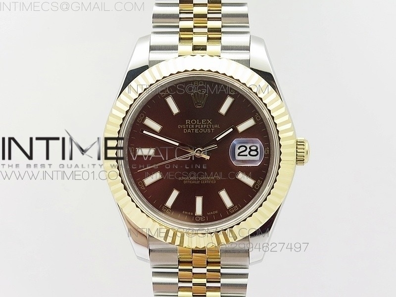 BP공장 롤렉스 데이저스트2 옐로우골드콤비 브라운다이얼 바인덱스 Rolex DateJust2 SS&YG Brown Dial Bar Index 신형브레스렛