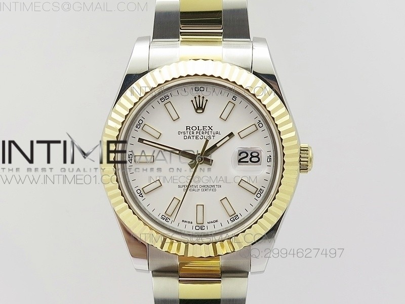 BP공장 롤렉스 데이저스트2 옐로우골드콤비 화이트다이얼 바인덱스 Rolex DateJust2 SS&YG White Dial Bar Index 신형브레스렛