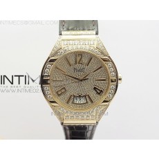 MK 피아제 폴로 로즈골드 풀 다이아몬드 800P 블랙가죽스트랩 PIAGET POLO RG DIAMONDS DIAL/BEZEL BLACK LEATHER STRAP MIYOTA9015 TO 800P