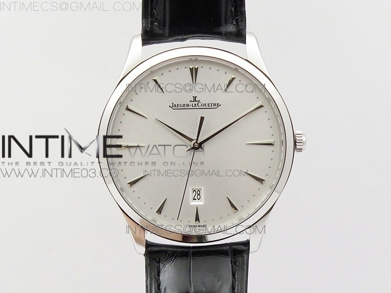 ZF공장 예거르쿨트르 마스터 데이트 스틸 실버다이얼 가죽스트랩MASTER 1288420 SS SILVER DIAL ON BLACK LEATHER STRAP A899/1
