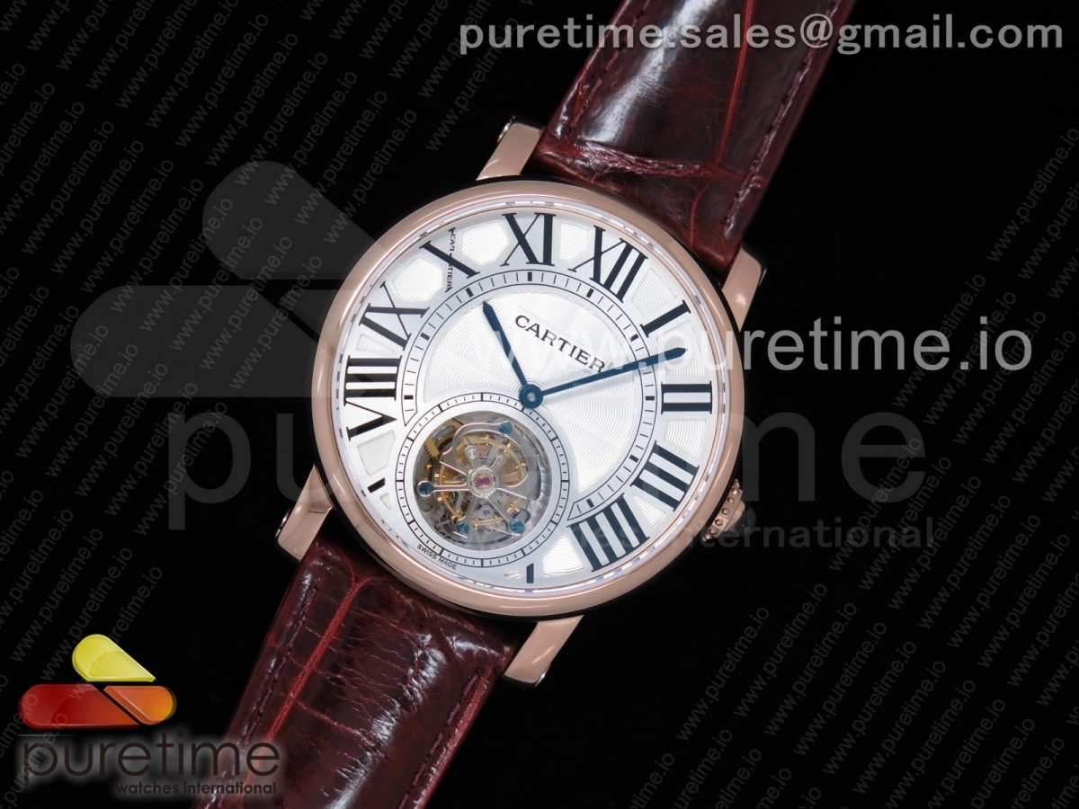 BL공장 까르띠에 로통드 플라잉 투어빌론 로즈골드금장 화이트다이얼 가죽스트랩 Rotonde Flying Tourbillon RG White Dial on Brown Leather Strap V2