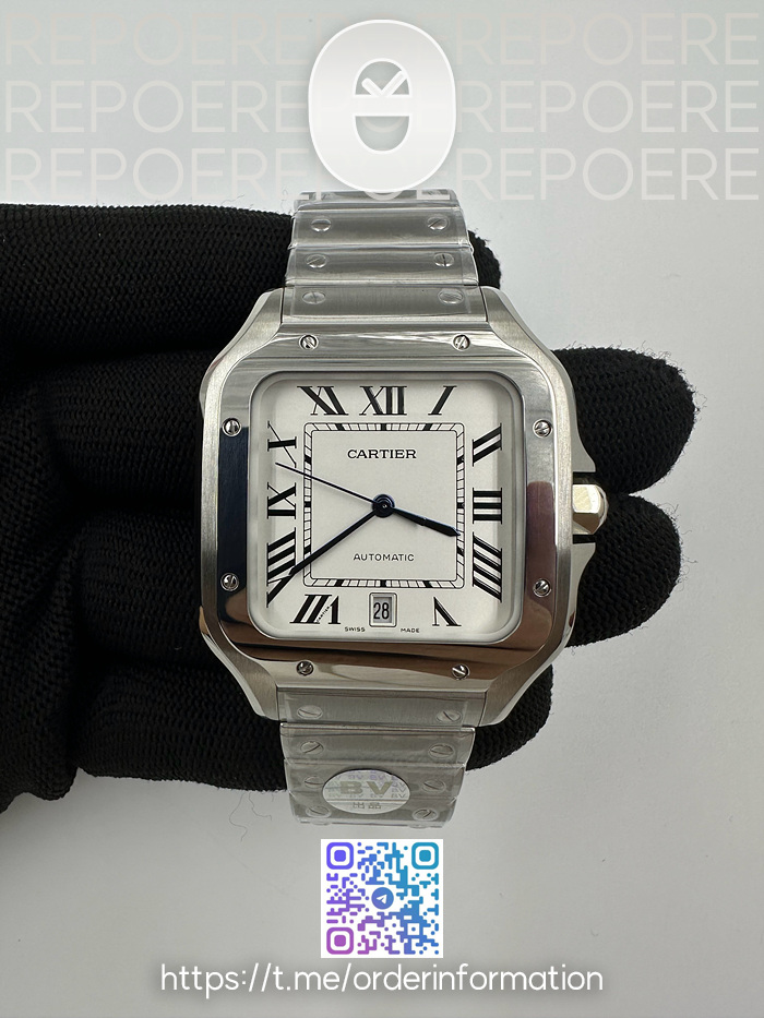 BV공장 까르띠에 산토스 40MM 라지 스마트링크브레이슬릿 Santos de Cartier 40mm White Dial on SS SmartLinks Bracelet MIYOTA 9019