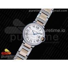V9공장 까르띠에 발롱블루 36 옐로우골드 콤비 포금 화이트다이얼 브레이슬릿 Ballon Bleu 36mm SS/YG Thick Wrapped Gold White Dial on SS/YG Bracelet Cal.076