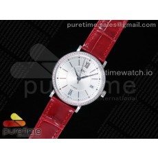MF공장 IWC 포르토피노 37MM 실버다이얼 악어스트랩 Portofino Automatic 37 SS Silver Dial Diamonds Bezel on Red Crocodile Strap A35111