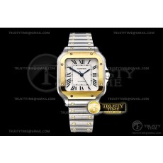 BV공장 까르띠에 산토스 2018 미디움 옐로우골드콤비 화이트다이얼 스마트링크브레이슬릿 Santos De Cartier Ladies 35mm YG/SS Wht BVF MY9039