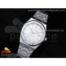ZF공장 오데마피게 로얄오크 15400 화이트다이얼 브레이슬릿 Royal Oak 41mm 15400 SS White Textured Dial on SS Bracelet A3120 (Free Box)