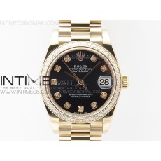 BP공장 롤렉스 데이저스트 31 로즈골드금통 블랙다이얼 브레이슬릿2813 Datejust 31mm 278275 RG Dia Bezel Black Crystal Markers Dial on RG President Bracelet