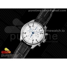 AZ공장 파일럿 150년 화이트다이얼 가죽스트랩 Pilot Chrono 377725 