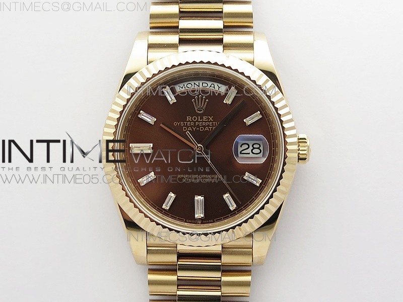 BP공장 롤렉스 데이데이트 40미리 로골 브라운다이얼 2836 Day-Date 40mm 228239 BP New Dial Version 904 RG Brown T Crystal Markers Dial on RG President Bracelet A2836
