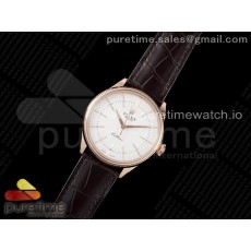 KZ공장 롤렉스 셀리니 로즈골드금통 화이트다이얼 가죽스트랩 Cellini RG KZF 1:1 Best Edition White Dial Stick Markers on Brown Leather Strap SA3132
