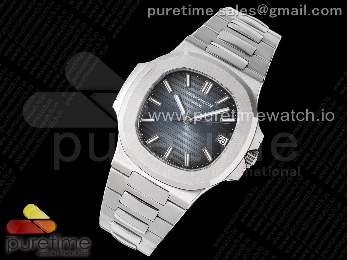 3K공장 파텍필립 노틸러스 그레이블루다이얼 브레이슬릿 Nautilus 5711/1A 3KF 1:1 Best Edition Gray Blue Textured Dial on SS Bracelet A324 Super Clone
