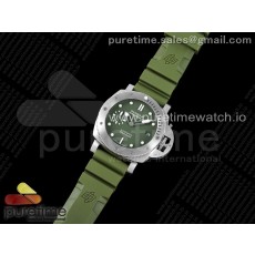 VS공장 파네라이 PAM1055 그린다이얼 그린러버스트랩 PAM1055 Luminor Submersible 42mm Verde Militare VSF 1:1 Best Edition on Green Rubber Strap P.900 Clone