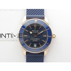 B50공장 브라이틀링 슈퍼오션 42미리 로즈골드 금통 블루다이얼 러버스트랩 SuperOcean 42mm AB2010 RG B50 1:1 Best Edition Blue Dial Blue Ceramic Bezel on Black Rubber strap A2824