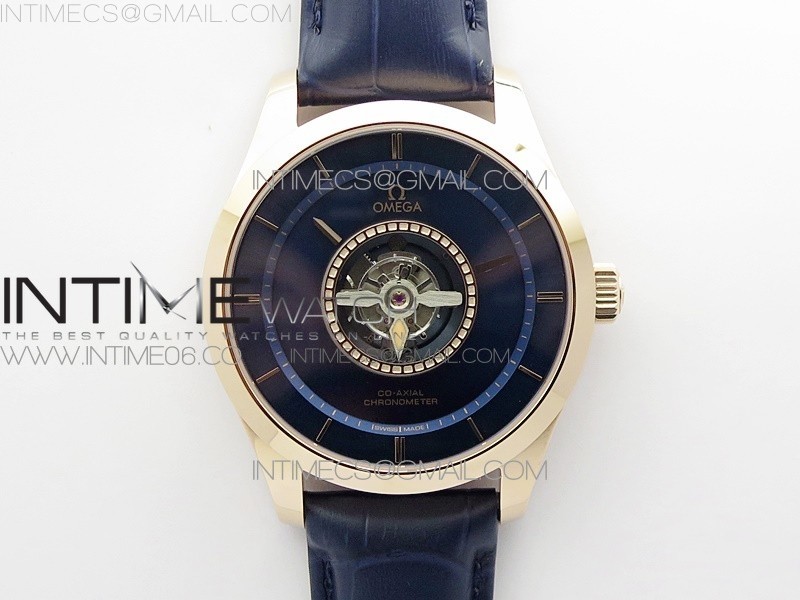 MI공장 오메가 드빌 투어빌론 로즈골드금통 블루다이얼 가죽스트랩 De Ville Tourbillon RG MIF Best Edition Blue Dial on Blue Leather Strap