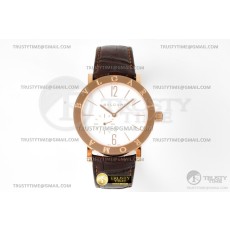 BV공장 불가리 로마 피니씨모 스몰세컨즈 로즈골드금통 화이트다이얼 가죽스트랩 Roma RG/LE White BVF Asia Mod