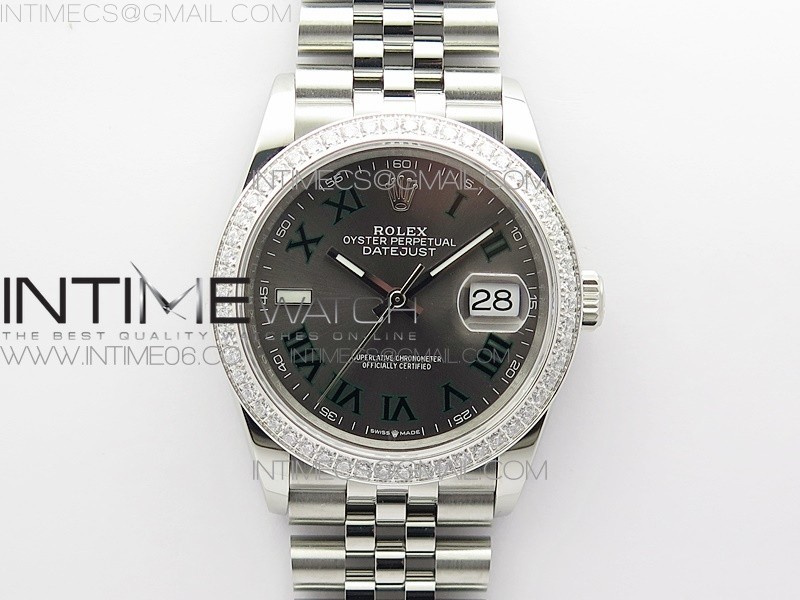 BP공장 롤렉스 데이저스트 36 스틸 슬레이트로만다이얼 다이아몬드베젤 쥬빌레브레이슬릿 DateJust 36 SS 126284 BP 1:1 Best Edition New Blue Dial on Jubilee Bracelet