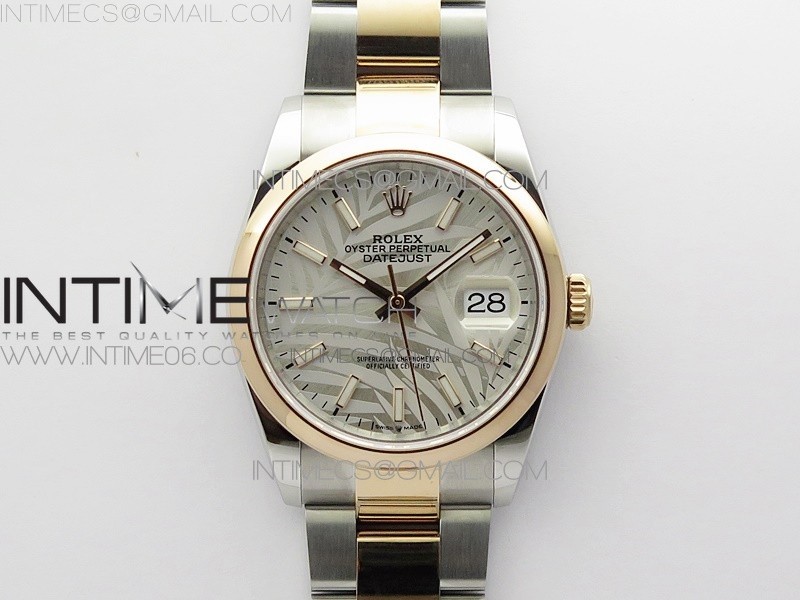 BP공장 롤렉스 데이저스트 36 로즈골드콤비 돔베젤 실버팜다이얼 오이스터브레이슬릿 DateJust 36 SS/RG 126201 BP 1:1 Best Edition Silver/Gray Dial on Oyster Bracelet