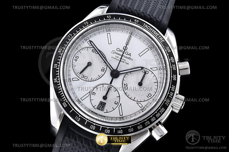 HR공장 오메가 스피드마스터 레이싱 크로노그래프 화이트다이얼 러버스트랩 Speedmaster Racing Chrono 40mm SS/RU Wht HRF C3330