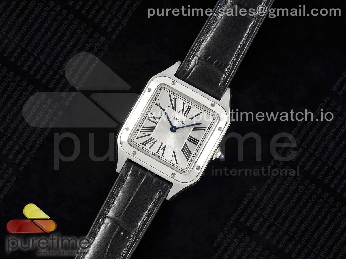 F1공장 까르띠에 산토스 뒤몽 27.5 스틸 실버다이얼 블랙가죽스트랩 Santos Dumont 27.5mm IWSF Best Edition Silver Dial on Black Leather Strap Quartz
