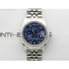 APS공장 롤렉스 레이디 데이저스트 28 스틸 블루플로럴다이아몬드다이얼 플루티드베젤 쥬빌레브레이슬릿 Datejust 28mm 279179 SS APSF Best Edition Blue Flowers Dial on SS Jubilee Bracelet NH05