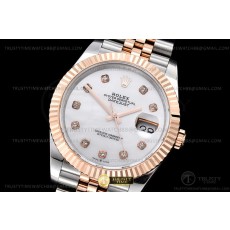 GM공장 롤렉스 데이저스트 41 로즈골드콤비 화이트자개다이얼 플루티드베젤 다이아몬드인덱스 주빌레브레이슬릿 DJ2 41mm Jub Flt 904L RG/SS Wht-M/Dia GMF V2 VR3235