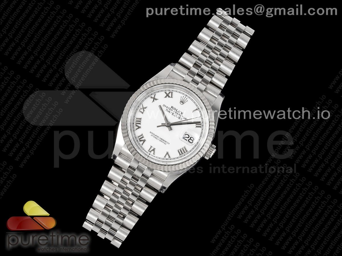Clean공장 롤렉스 데이저스트 36 스틸 화이트다이얼 로만인덱스 플루티드베젤 쥬빌레브레이슬릿 DateJust 36 126234 Clean 1:1 Best Edition 904L Steel White Roman Dial on Jubilee Bracelet VR3235 클린공장
