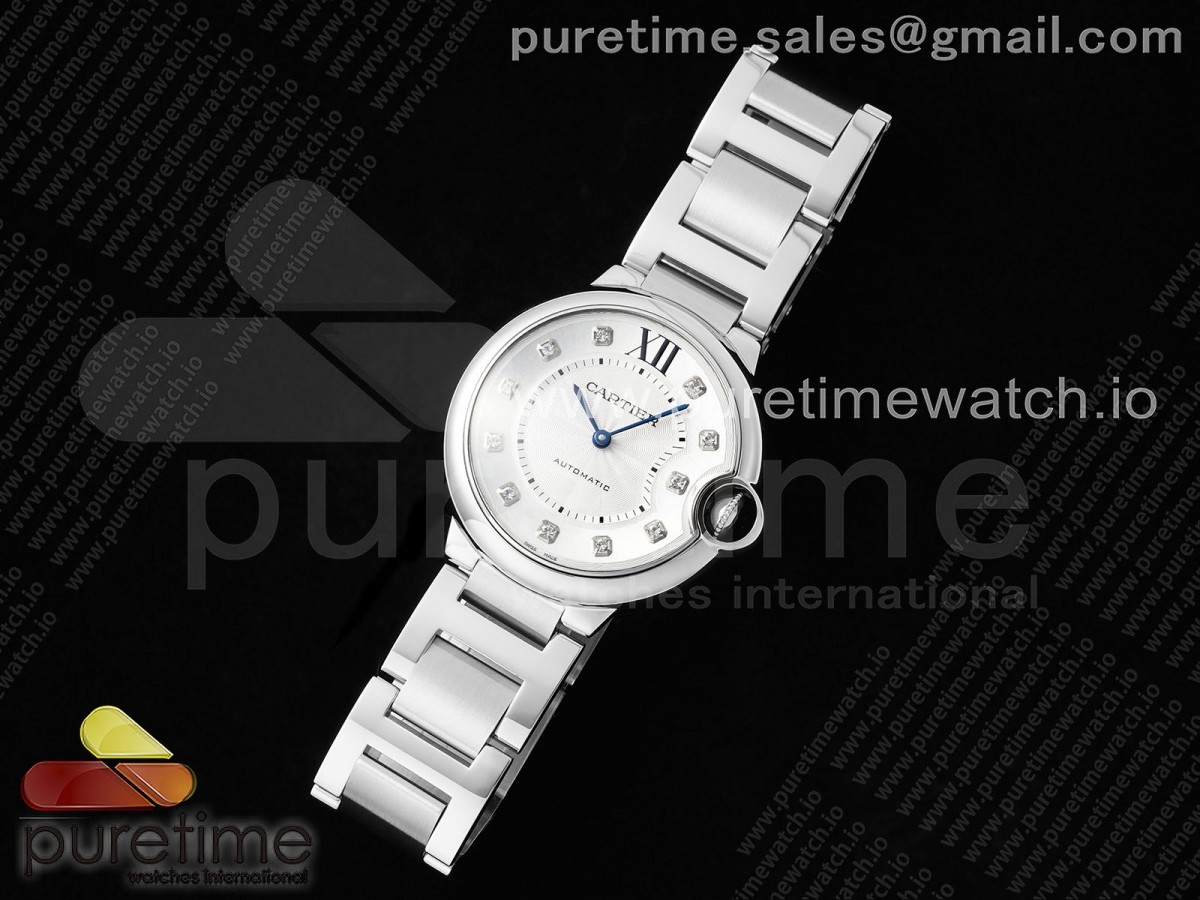 AF공장 까르띠에 발롱블루 36mm 화이트다이얼 다이아몬드인덱스 10P 브레이슬릿 Ballon Bleu 36mm AF 1:1 Best Edition White Diamonds Dial on SS Bracelet NH05B