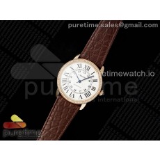 AF공장 까르띠에 롱드솔로 로즈골드금통 42mm 스틸 화이트다이얼 다이아몬드베젤 브라운가죽스트랩 Ronde Solo 42mm RG AF 1:1 Best Edition White Dial Diamonds Bezel on Brown Black Strap MIYOTA 9015