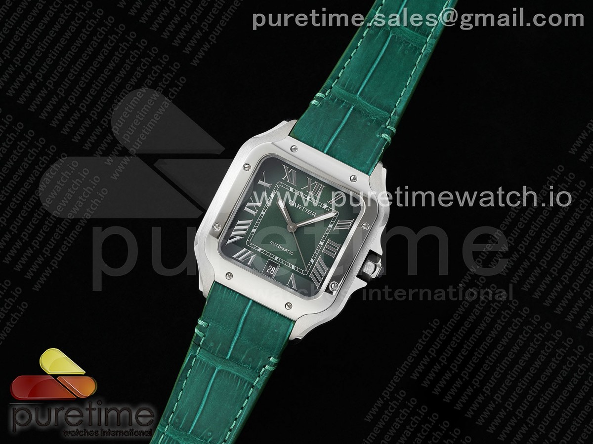 AF공장 까르띠에 산토스 라지 그린다이얼 그린가죽스트랩 Santos de Cartier 40mm SS AF 1:1 Best Edition Green Dial on Green Leather Strap MIYOTA 9015