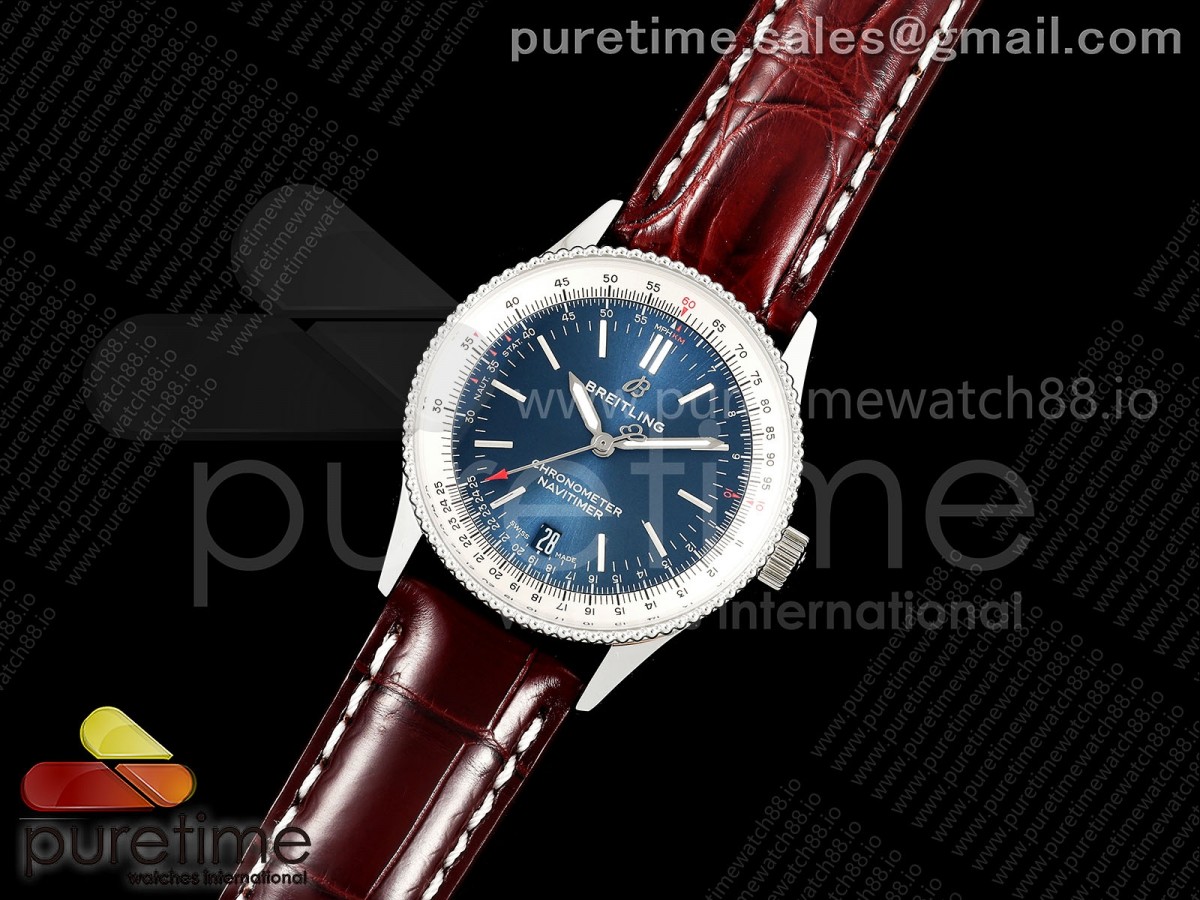 TF공장 브라이틀링 내비타이머 38 블루다이얼 브라운가죽스트랩 Navitimer 38 Date SS TF 1:1 Best Edition Blue Dial on Brown Leather Strap A2824