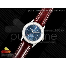 TF공장 브라이틀링 내비타이머 38 블루다이얼 브라운가죽스트랩 Navitimer 38 Date SS TF 1:1 Best Edition Blue Dial on Brown Leather Strap A2824